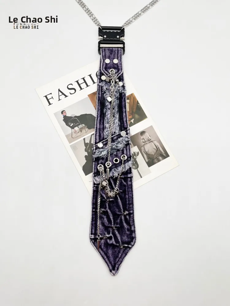 lechao-original-denim-chain-tie-ex-spicy-girl-design-korean-sle-ultra-narrow-color-woven-faion-accory-gift-box