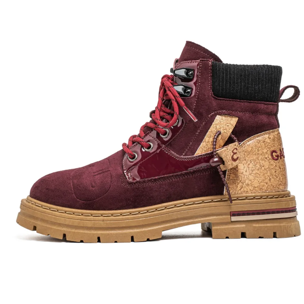 

High Top Boots Men's Leather Shoes Fashion Motorcycle Men's Ankle Boots Winter Boot Lace Up Botas Hombre Cowboy Boots