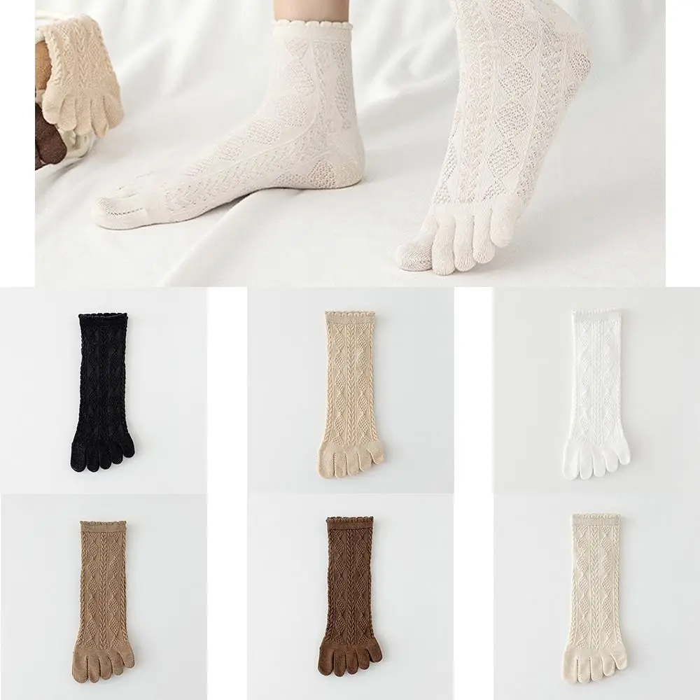 

Five Finger Women Cotton Socks High Quality Solid Color Breathable Sports Socks Comfortable Retro Casual Socks