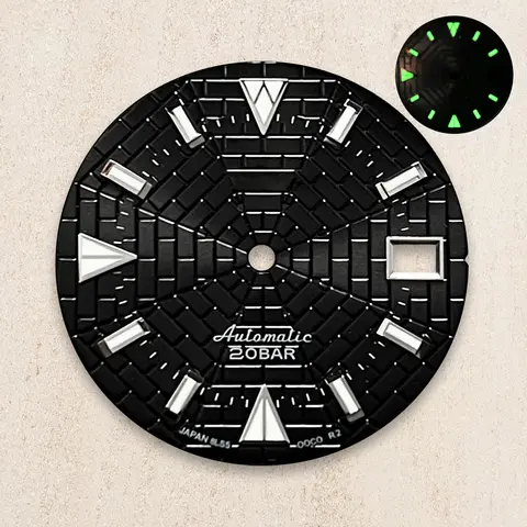 28.5 मिमी डायल S लोगो NH35/NH36/4R/7S ऑटोमैटिक मूवमेंट के लिए हरे रंग की चमकदार घड़ी संशोधन सहायक उपकरण 10 best sales सेको लोगो - №4