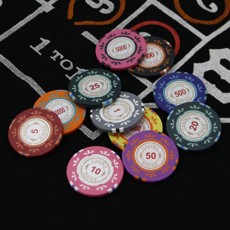 

10pcs 39mm Texas Hold'em Ceramic Chips, Professional with Face Value, High-end 39mm Poker Chip Coins