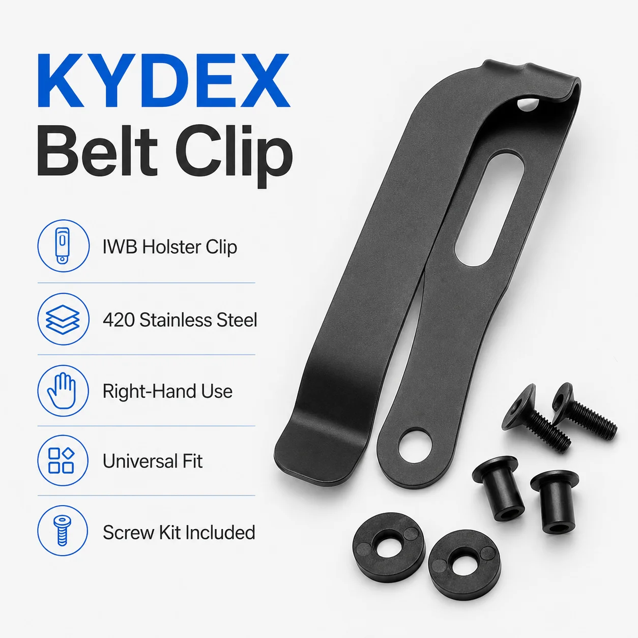 1piece Stainless Steel KYDEX IWB HOLSTER CLIPS K Sheath Waist Clip Accessories Knife Scabbard Back Clip KYDEX Carrying Belt Clip
