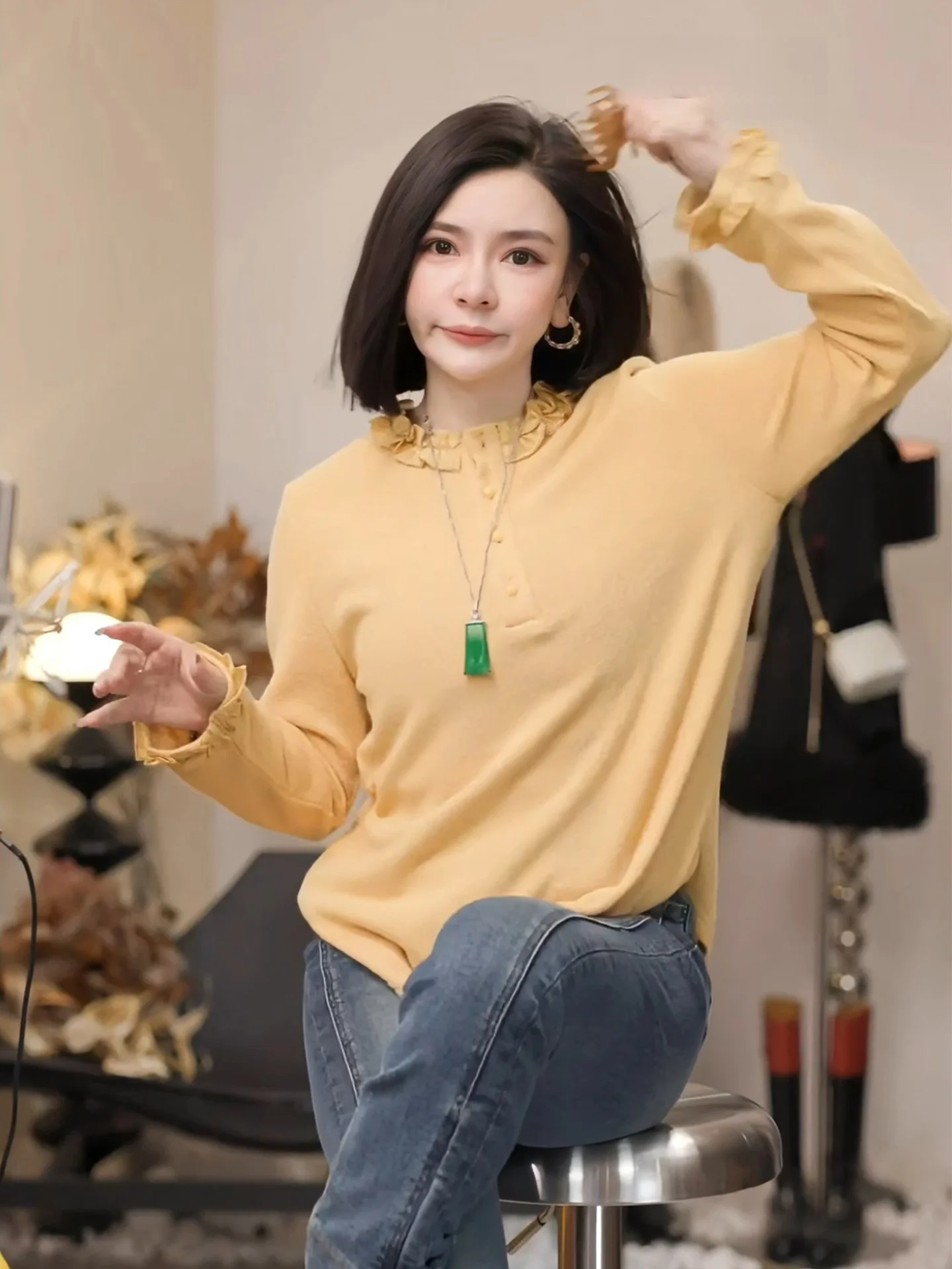 

Женская базовая футболка Putheren Premium с желтым кружевным краем, винтажная, свободного кроя, из хлопка, с высокой талией