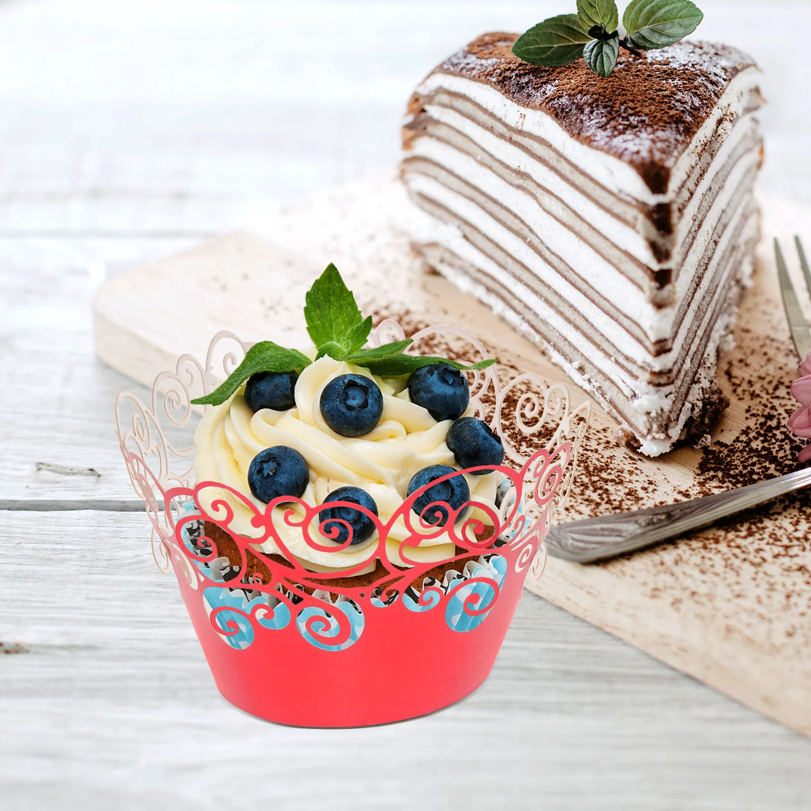 

50 Pcs Cupcake Paper Cups Aluminum Foil Cakes Cases for Baking Decorate Liners Baby
