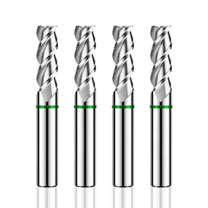 YIFINO TGH-HRC50 Green Ring 3-Flute acciaio al tungsteno carburo di alluminio fresa a fondo piatto CNC Mechanical Machin End Mill