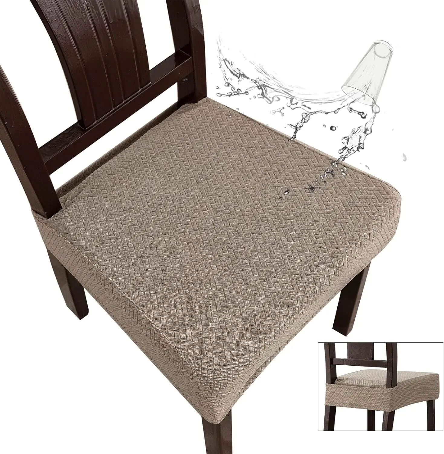 

Waterproof Seat Covers For Dining Room Chair Covers Waterproof Dining Chair Covers (4 Pcs-Rear-Covered, Taupe)