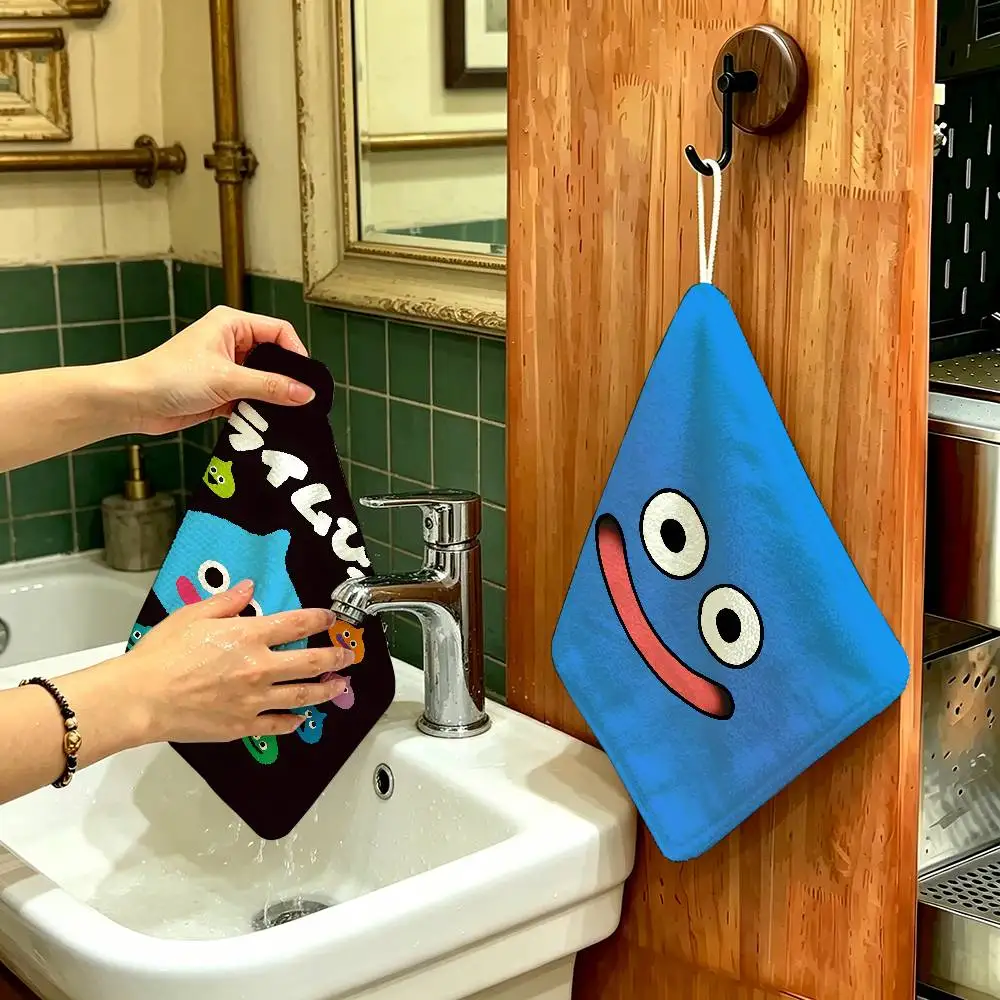 Dragon Quest Rocket Slime Polyester Cotton Hanging Kitchen Towel, Absorbent Hand Wiping Cloth for Daily Cleaning Drying