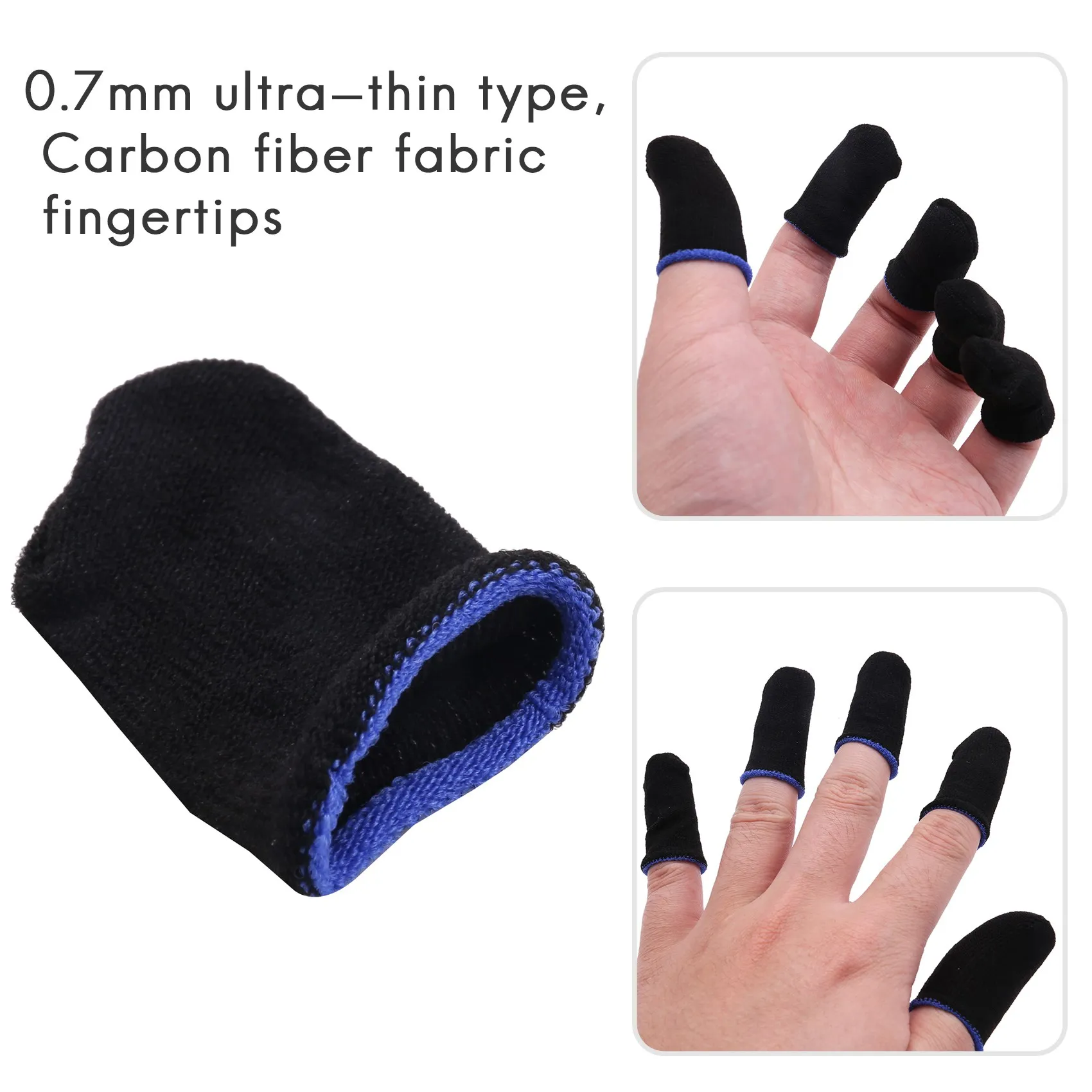 18-Pin Carbon Fiber Finger Sleeves for Mobile Games Screen Finger Sleeves(12 Pcs)