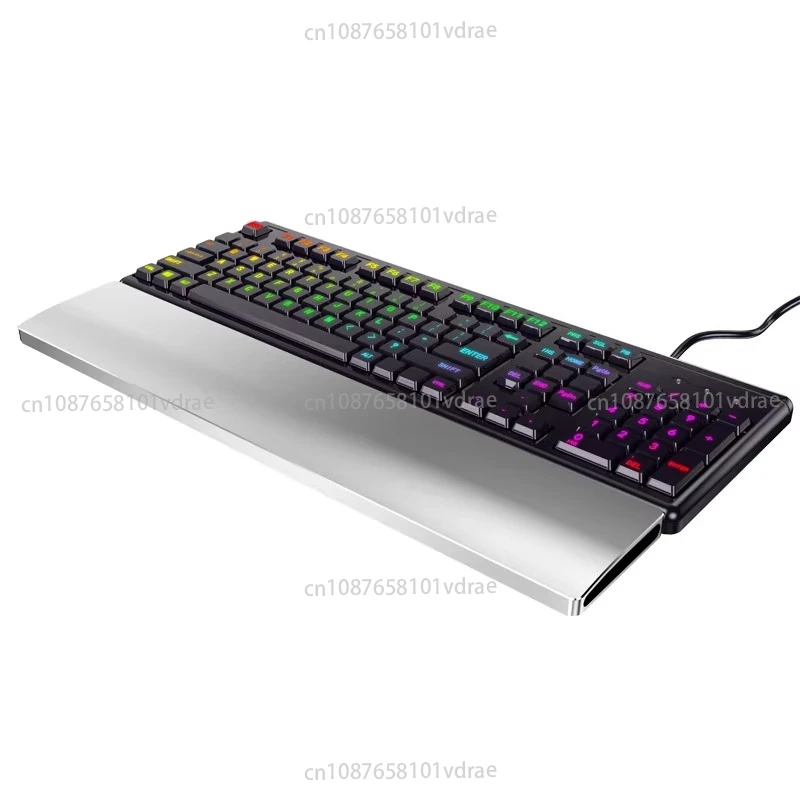 Descanso de palma para teclado totalmente em alumínio, 87 teclas / 104 teclas, liga de alumínio, construção monocóca, acabamento anodizado jateado
