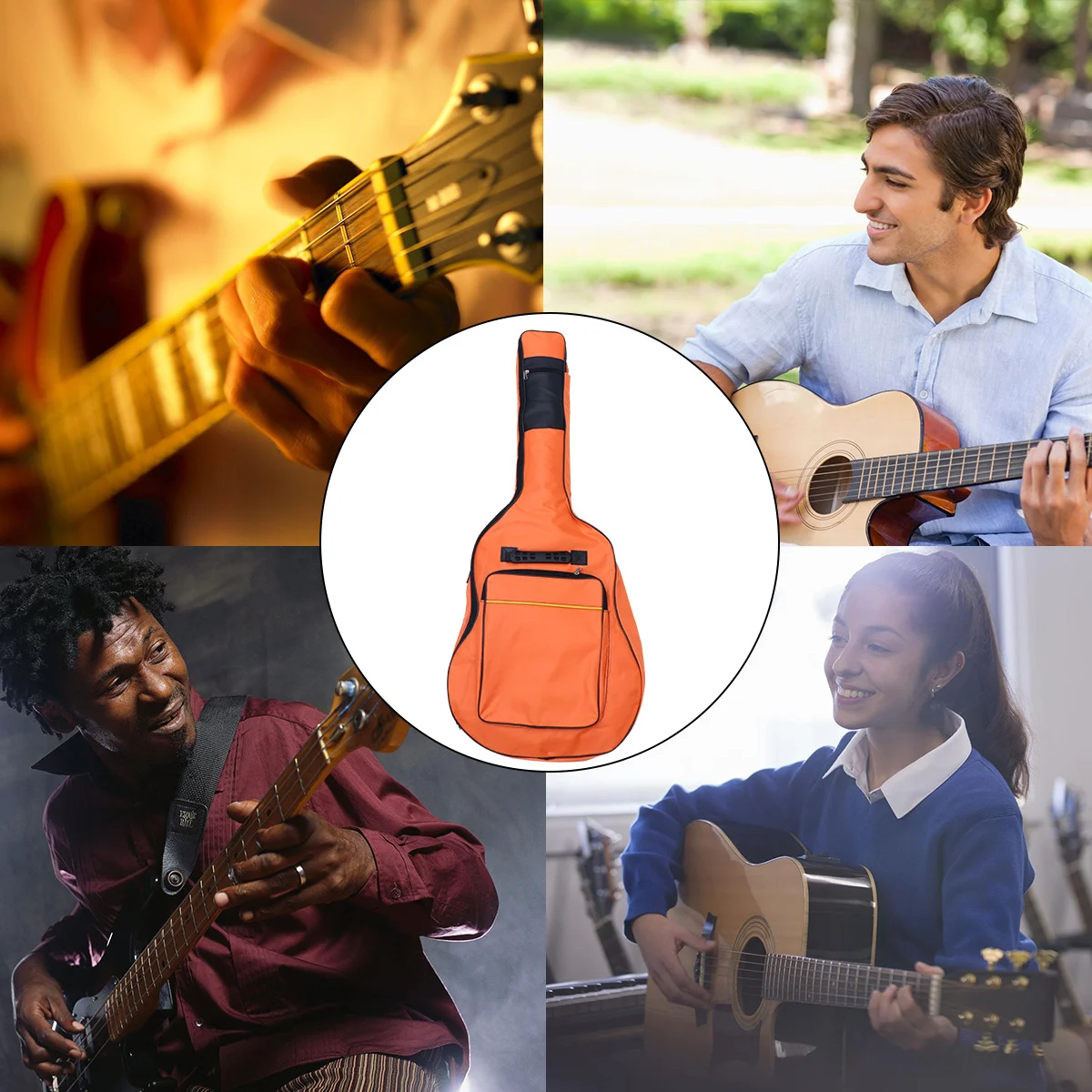 

40 /41 Backpacks Guitar Bag Case Acoustic Double Strap Orange Waterproof Oxford Cover Folk