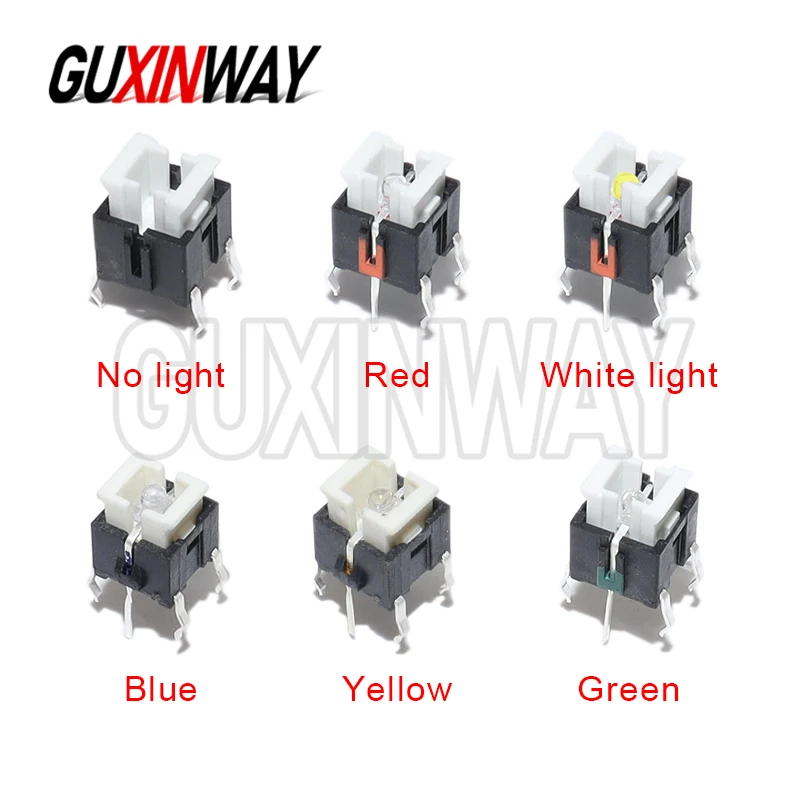 10PCS Iight Touch Switch 6*6*7 H Tactile Switches With LED Red White Blue Yellow Green 6X6X7 MM Microswitch/Key 6*6*7.2mm