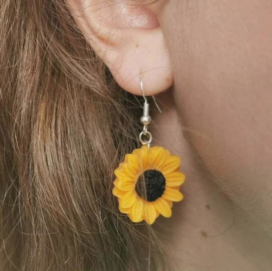 Round Steel Stainless Earrings For Stud Daisy Personalized Sunflower Earring Drop Daisy Earring For Women Girl