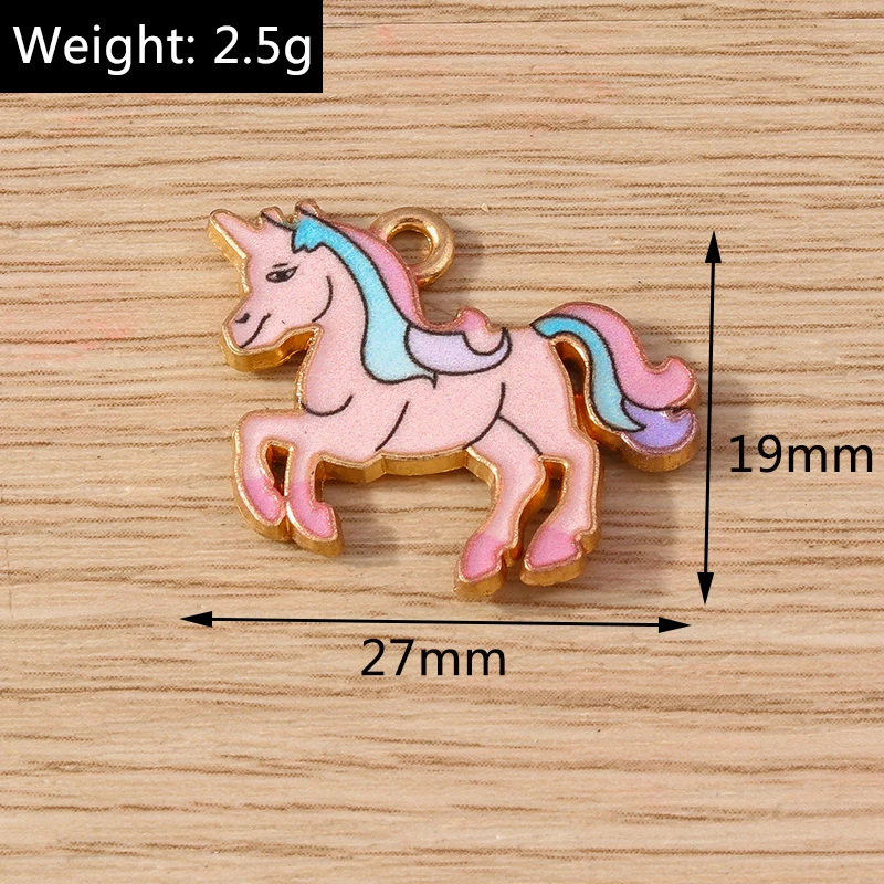 Tusember 10 Stück Bunte Emaille-Einhorn-Anhänger für Schmuckherstellung Damenmode Ohrringe Halskette DIY-Bastelarbeiten – Detail 4