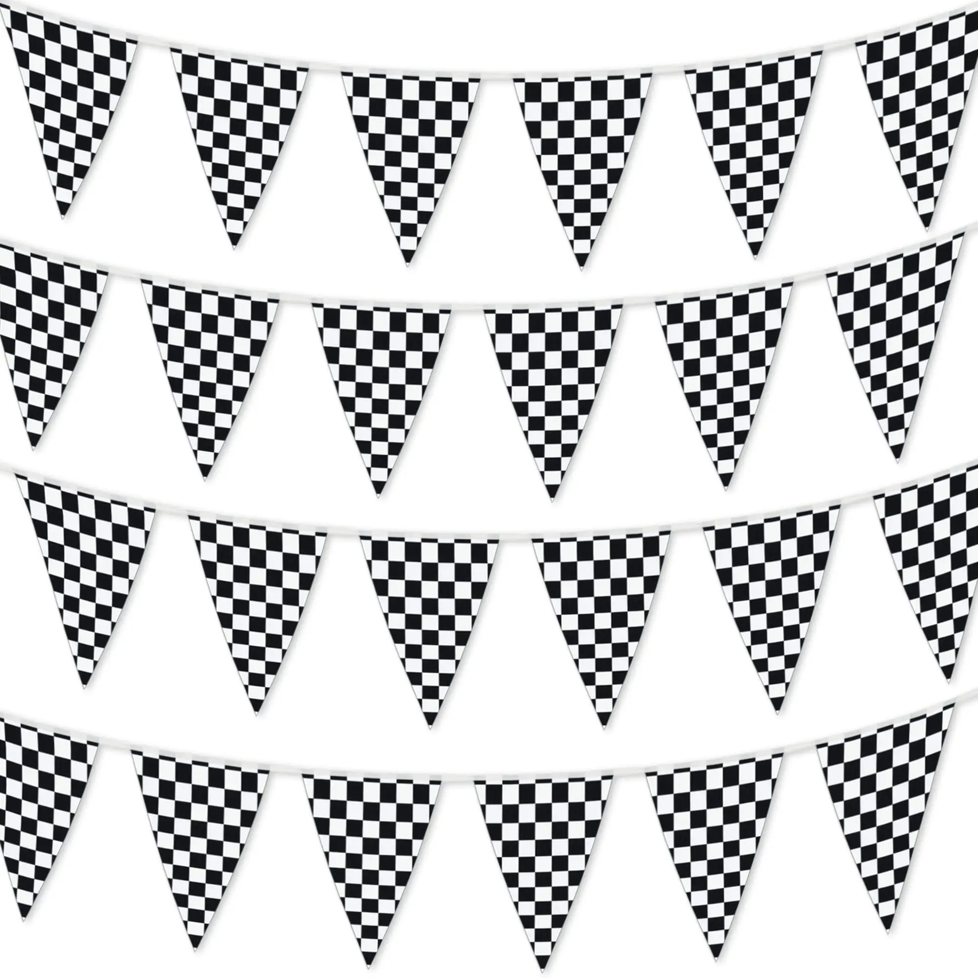 Racing Car Party Triangle Flag Banner Checkered Flag Pennant Banner for Racing Car Birthday Party Decoration Backdrop Decoration