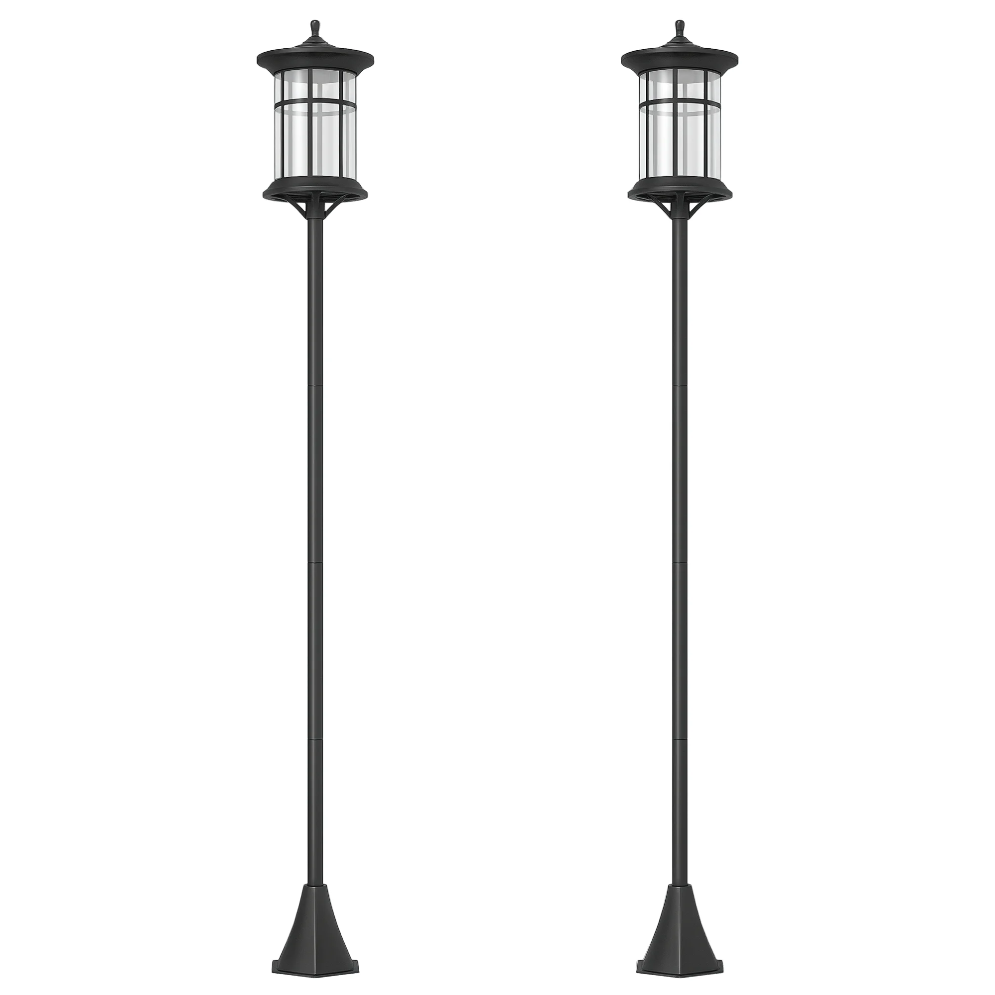 Outsunny 2 Farolas Solares Exterior con Panel Solar 23,5x23,5x184 cm Negro