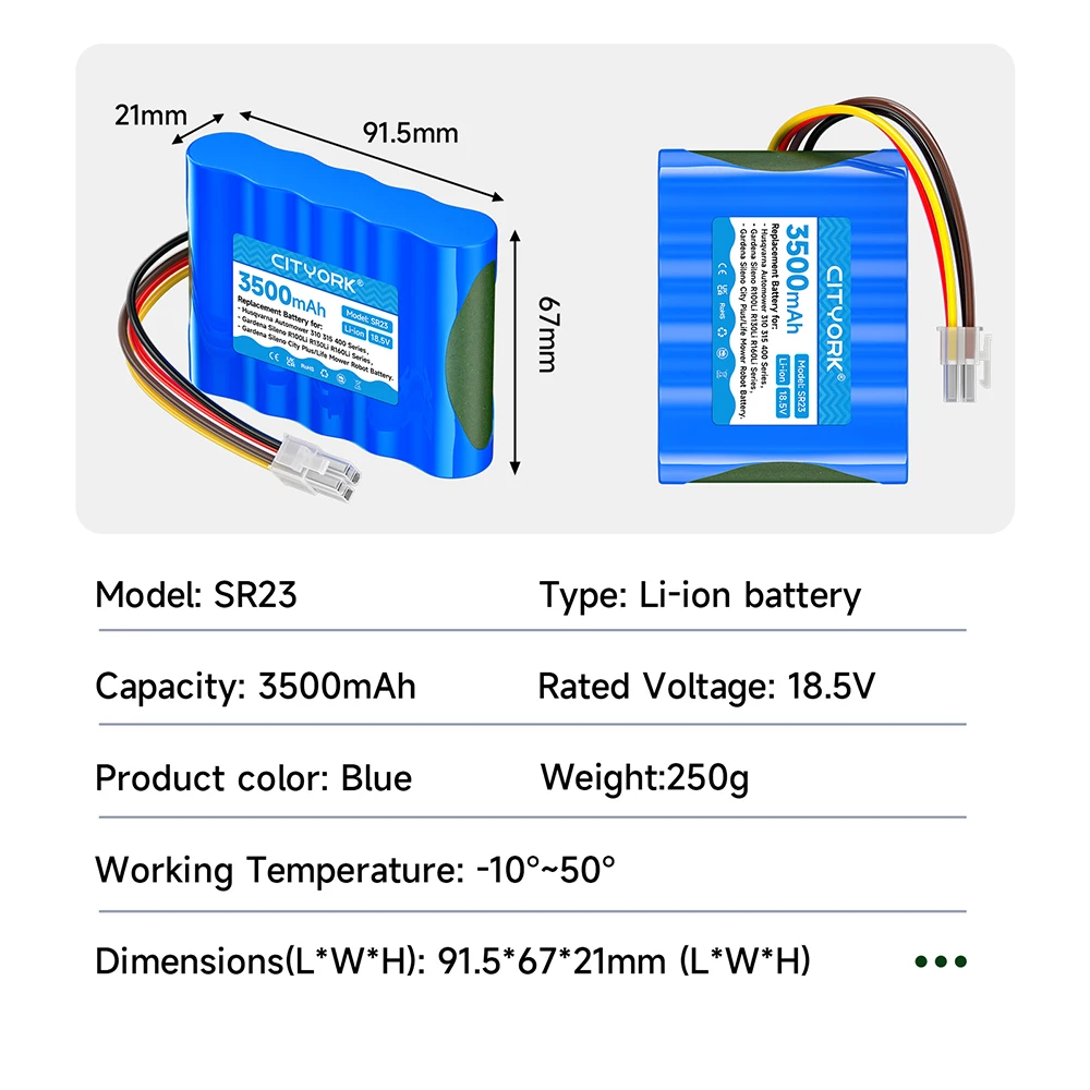 Battery for 3500mAh Husqvarna Automower 310 315 400 for Gardena Sileno R100LI R130LI R160LI 2015/2018 City 500 Life Battery