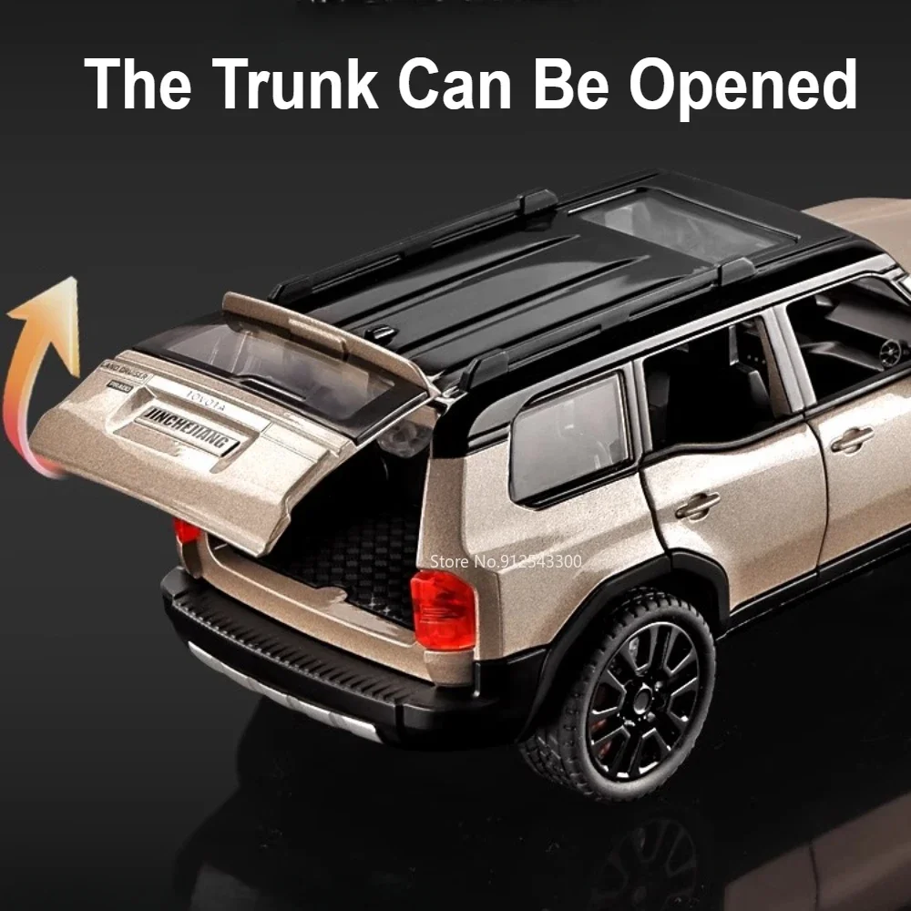 체중계 1:32 프라도 장난감 자동차 모델, 합금 다이캐스트, 6 도어 오픈 라이트 사운드, 풀 백 오프로드 SUV 모델, 어린이 크리스마스 날 선물
