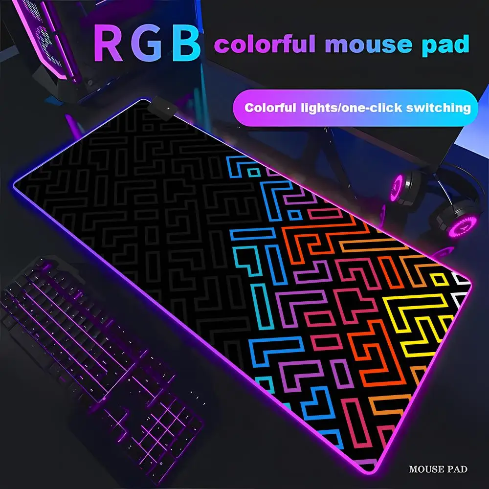 HYBXAXC Simple Line Parttern Office Computer Mouse Pad Beautiful RGB Gaming Mouse Pad Stitching Desktop Mat For PC Keyboard Mat