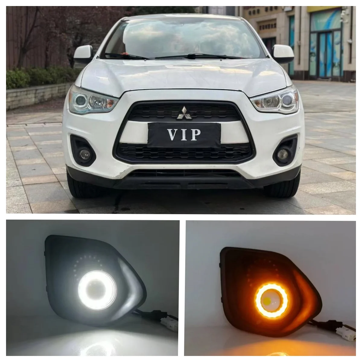 

LED Fog Lights Assembly For Mitsubishi ASX 2013 2014 2015 Dual Color Angel Eye Daytime Running Lights Fog Lamp Accessories Kit