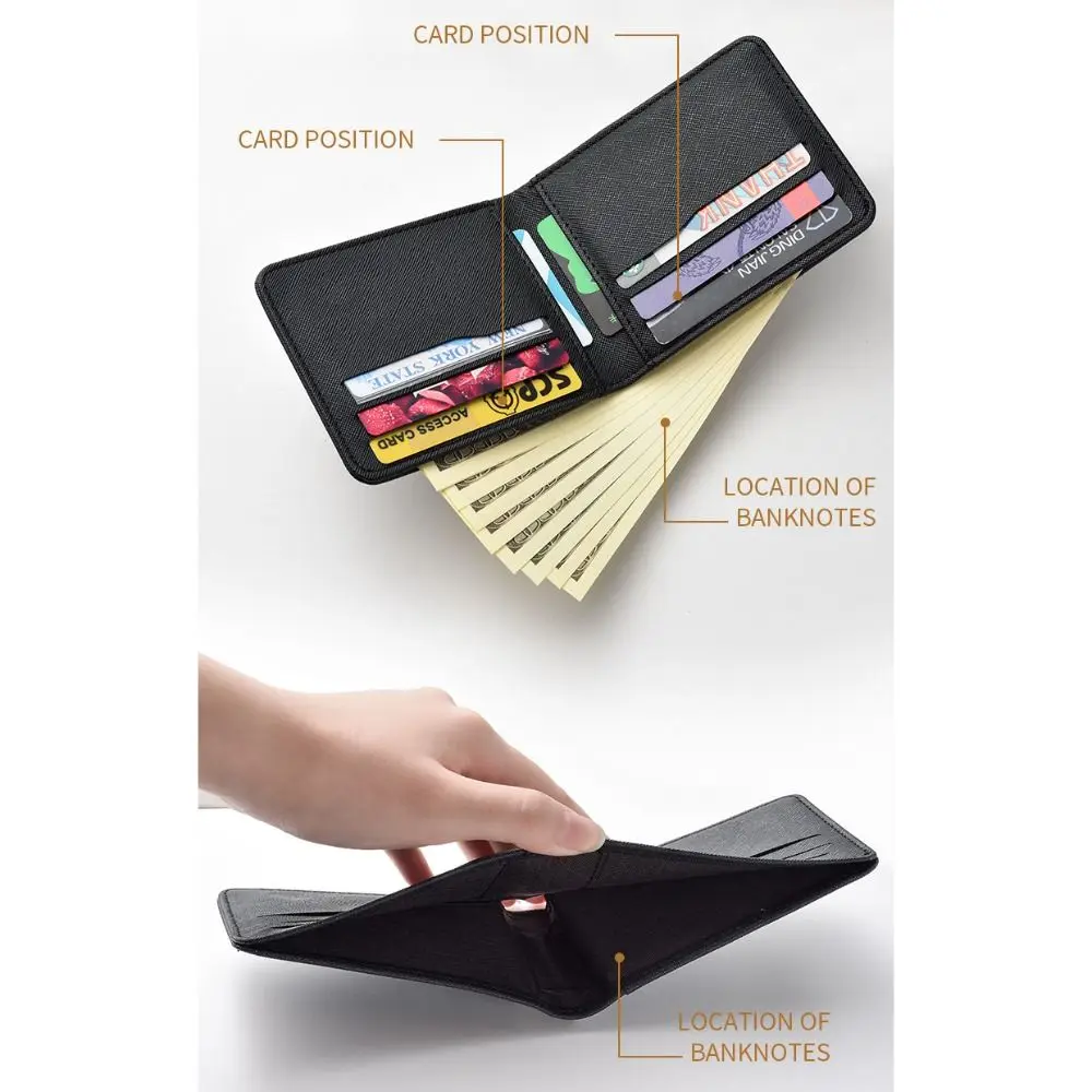 미니멀리스트 PU 가죽 레트로 남성용 지갑 부드러운 울트라 얇은 동전 지갑 경량 ID 카드 홀더 신용 카드