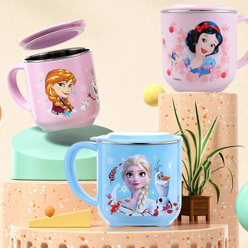 Disney Cups Princess Frozen Elsa Anna Milk Cup Cartoon Mickey Minnie tazza in acciaio inossidabile tazza per bambini Mickey Mug regalo di natale