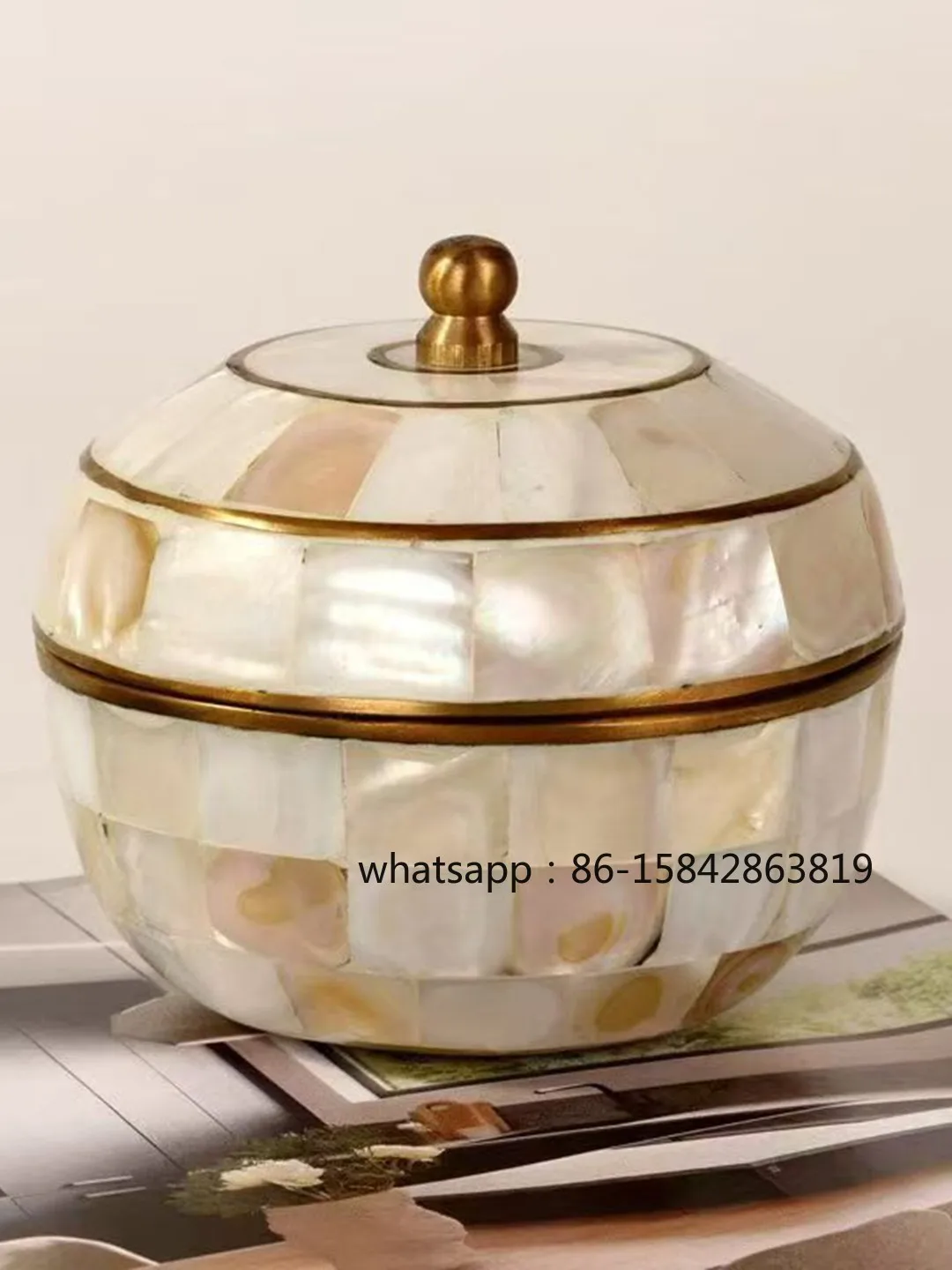 India Imported Shell Brass Jewelry Box High-end Jewelry Box Storage Box Sales Office Model Room Desktop Ornament