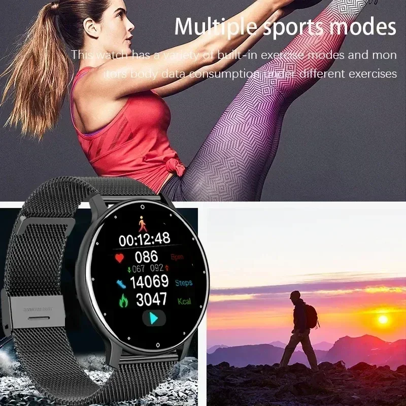 مشاهدة السيدات شاشة تعمل باللمس الكامل اللياقة البدنية الساعات للماء بلوتوث دعوة الرجال Smartwatch النساء لنظام أندرويد IOS