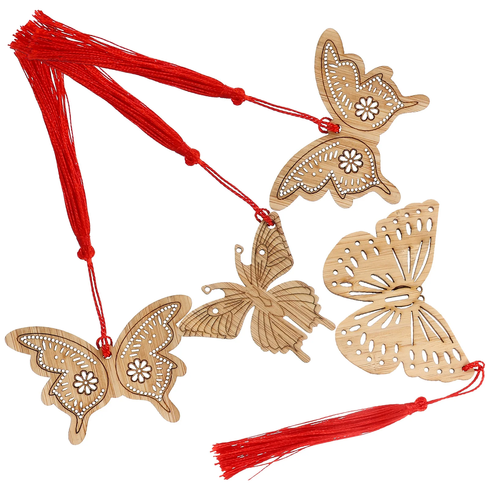 4 قطعة الإشارات المرجعية الخيزران شكل فراشة فريد رائعة كتاب علامات هدايا للنساء قراءة الإشارات المرجعية السائبة للبالغين