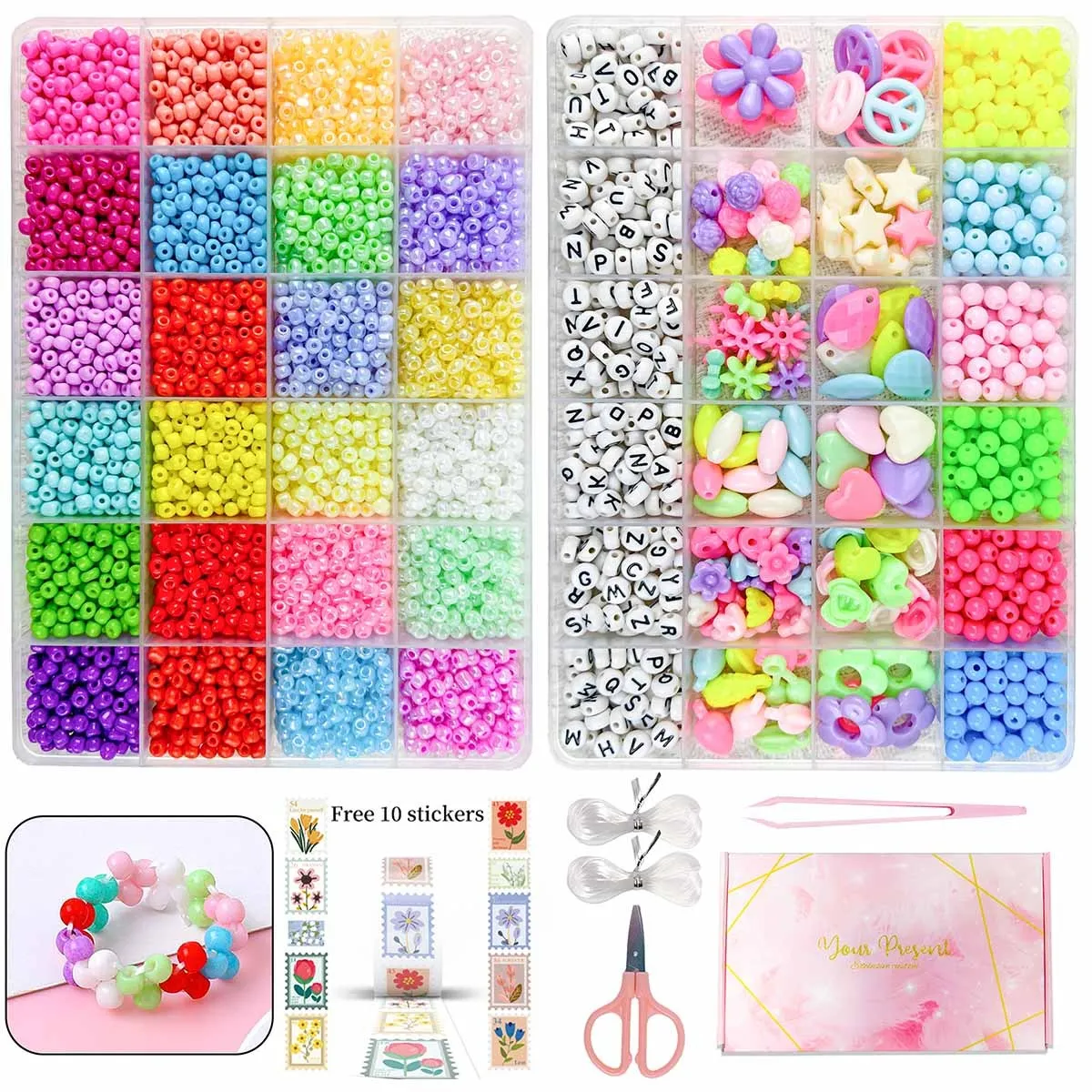 

2-pox combination glass seed bead rice bead set exquisite flower star heart-shaped bead set