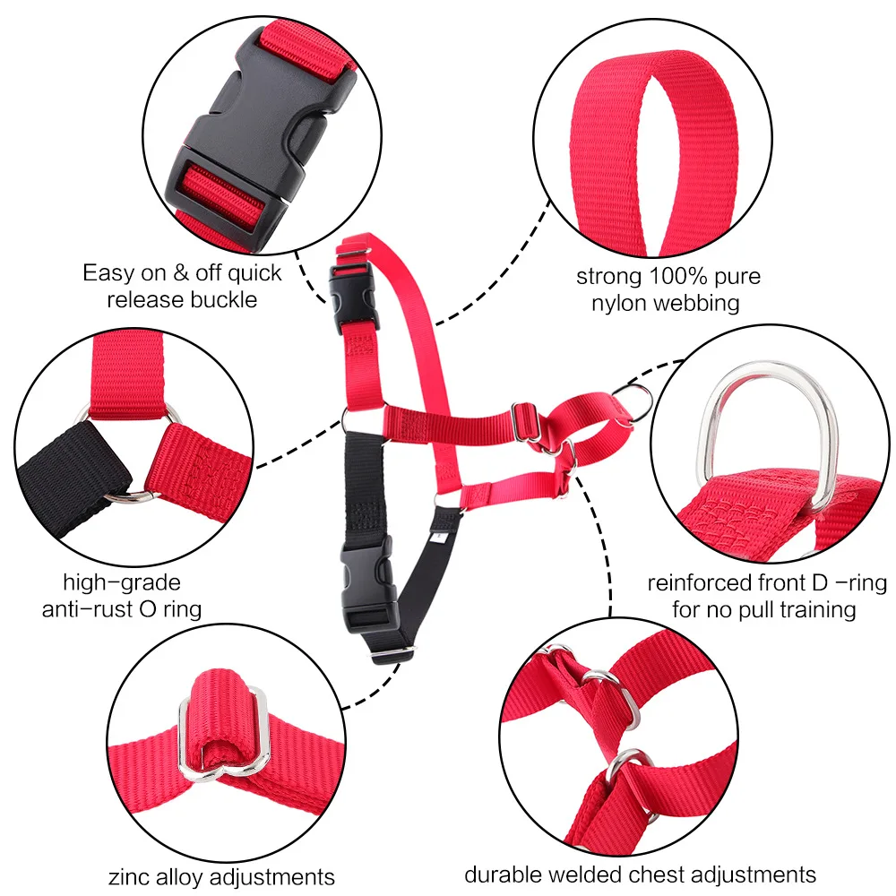 Adjustable No Pull Dog Harness Vest Easy Walking Quick Release Leash Training for Large Medium Dogs