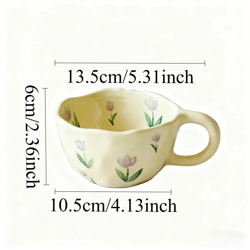 كوب من السيراميك غير المنتظم على الطراز الكوري، كوب قهوة من السيراميك باللون الأصفر اللطيف على الطراز الكوري، كوب إفطار من دقيق الشوفان #6