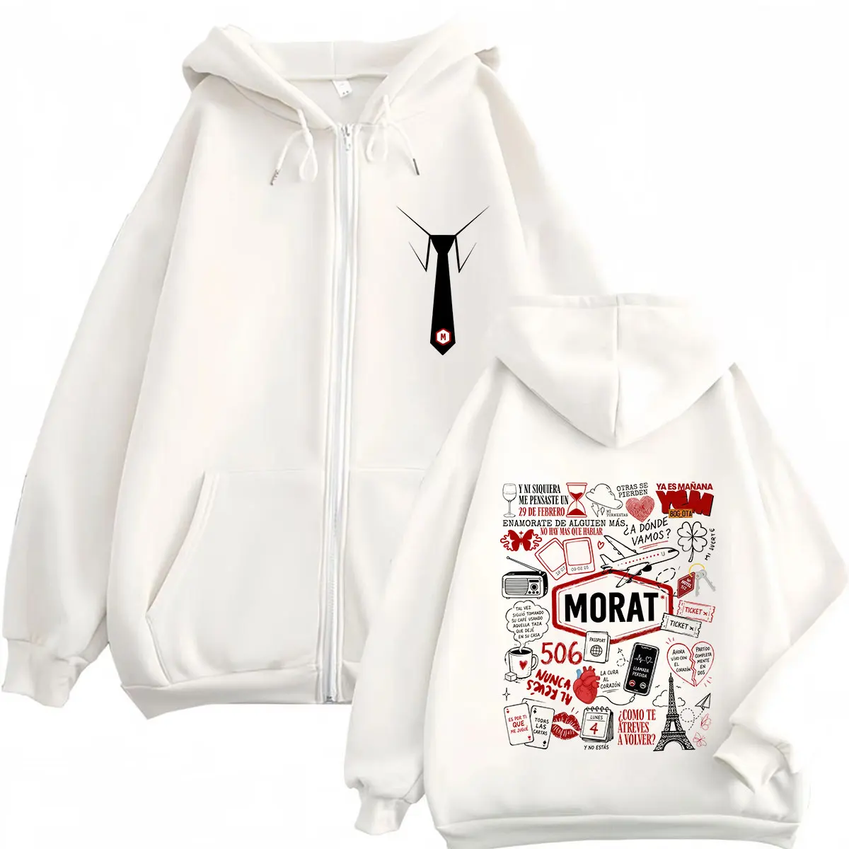Band Morat Yem Ya Es Manana Tour 2026 Print Zipper Hoodie Men Women Gothic Punk Winter Loose Casual Vintage Zip Up Jacket Coats