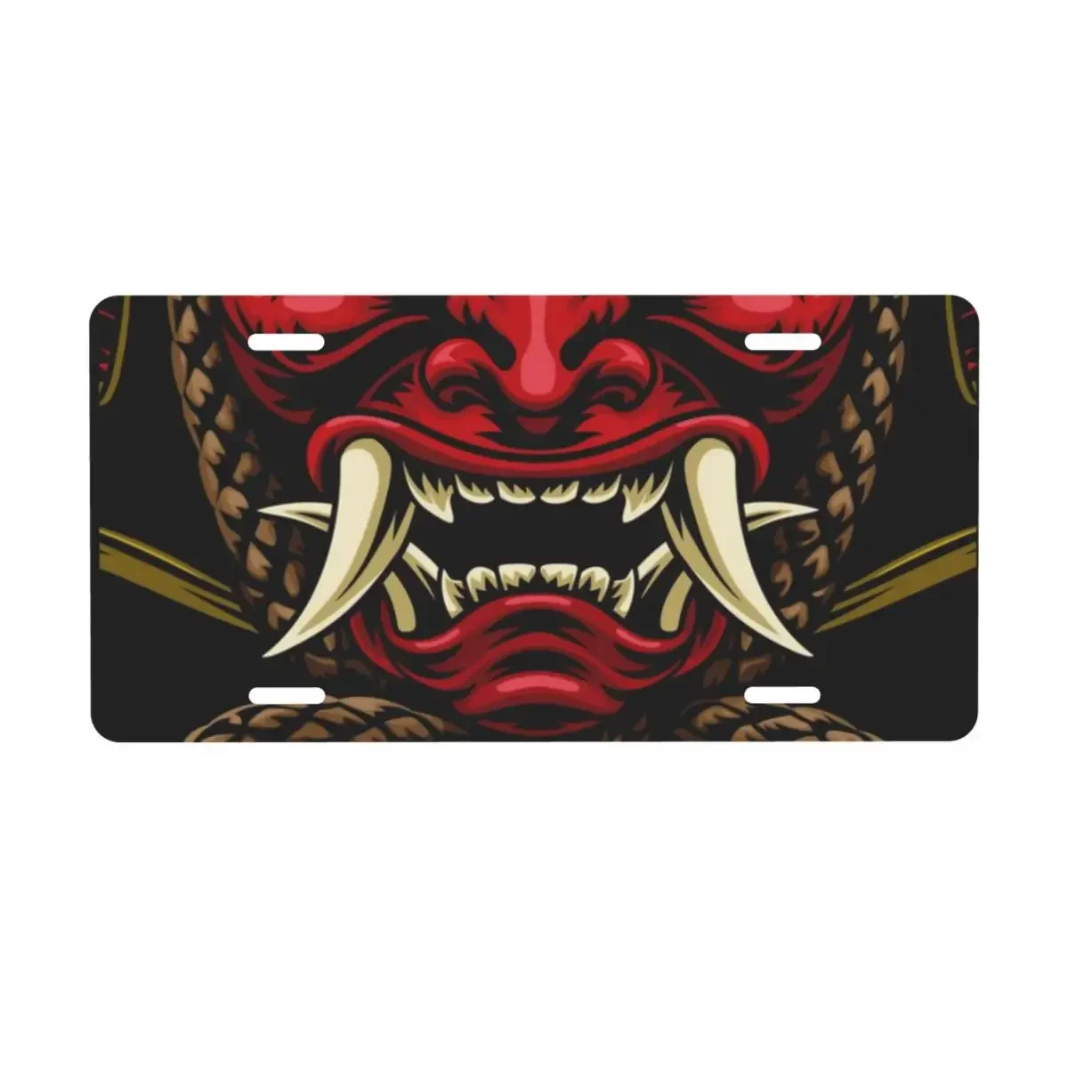 Customized Oni Demon License Plate Cover Japanese Samurai Ronin Decoration Vanity Tag Aluminum Metal License Plate Sign