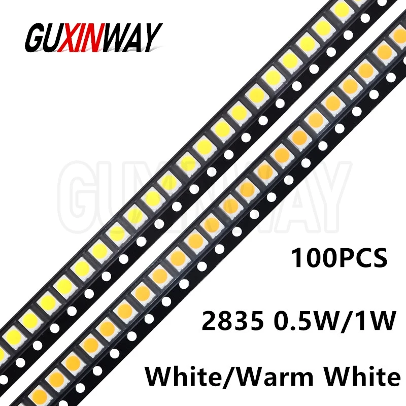 100pcs SMD 2835 White/Warm White 0.5 W 1W 3V 6V 9V 18V 30MA 60MA 80MA 100MA 150MA Surface Mount LED Light Emitting Diode Lamp