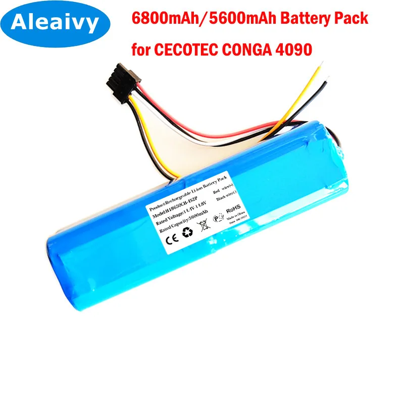 

New 5600mAh/6800mAh Li-ion Battery For CECOTEC CONGA 4090 4690 Robot Vacuum Cleaner 14.4V 14.8V 18650