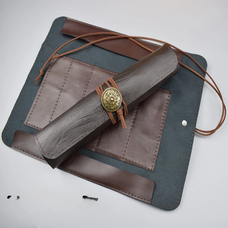 

Tools Knives Roll Up Bag Carving Pocket Knives Leather Bag Storage Organizer Leather Seal Engraving Roll-Up Knife Cover