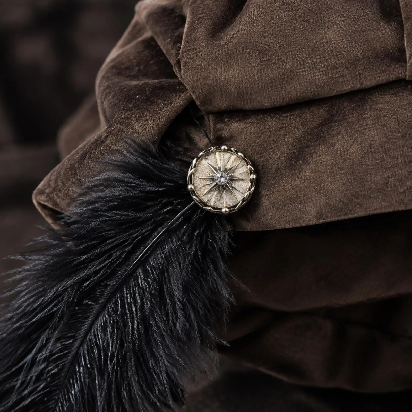 Men Renaissance Stage Hat with Feather Button Detail for Masquerade Parties Medieval Reenactments Historical Events