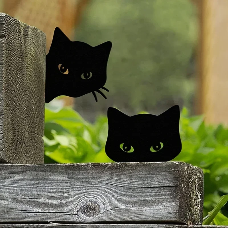 

CIFBUY Decoration 2pcs Silhouette Peeping Cat Metal Plug-in Garden Yard Art Halloween Decor Farmhouse Home Garden Yard Outdoor D