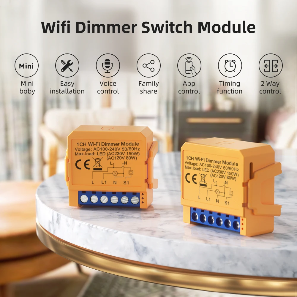 AVATTO Tuya Dimmer Switch Module,WiFi/Zigbee Smart DIY Breaker 1/2 Gang Supports 2 Way Control Works with Alexa Google Home