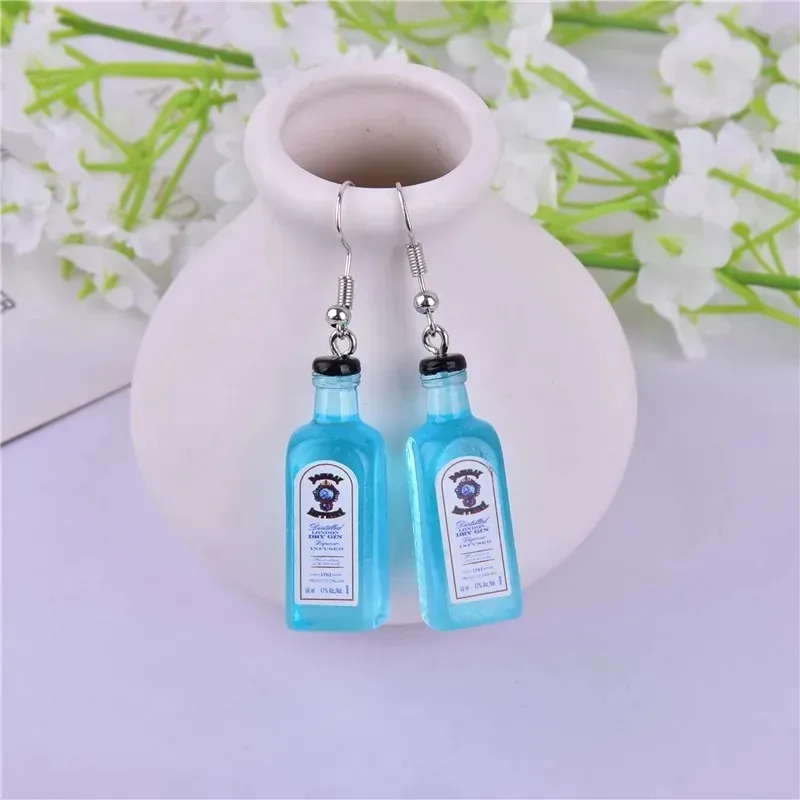 Afbeelding 4: 10 stuks/verpakking hars 3D wijnflesjes bedels mini alcohol flesjes hangers voor DIY oorbellen sleutelhangers mode sieraden maken