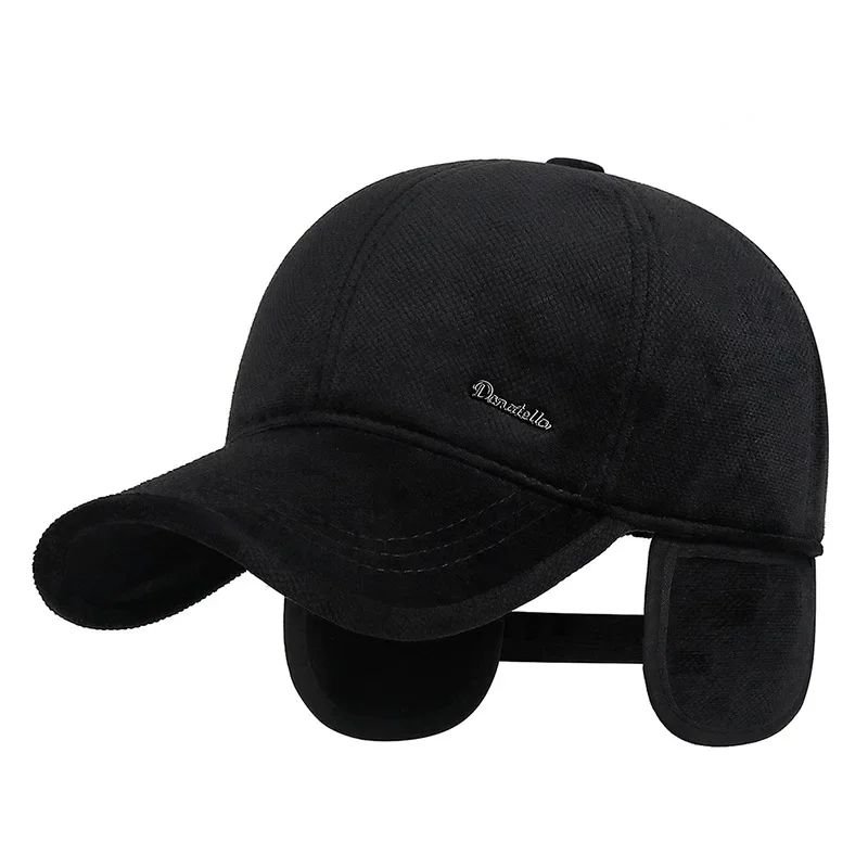 Baseball Cap Winter Male Thicken Velvet Outdoor Sports Dad Hat Elderly Keep Warm With Earflap Men's Middle-aged Trucker Hat