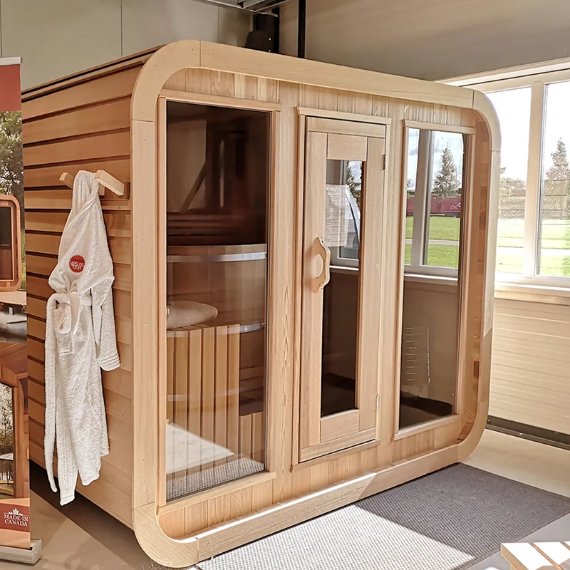 Spruce / Red Cedar Solid Wood Outdoor Sauna with wood heater