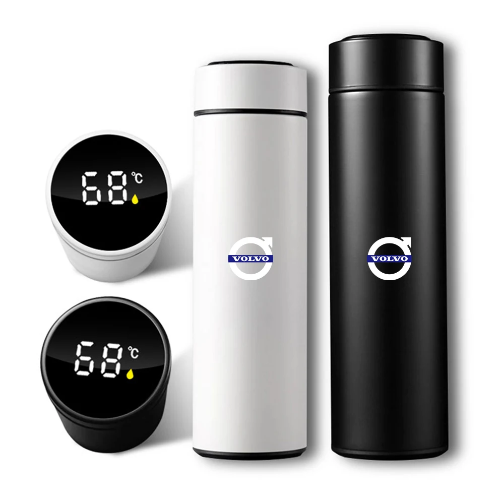 1pcs Car Digital Intelligent Thermos Cup For Volvo R Design T6 AWD C30 C40 C50 C70 S40 S60 S70 S80 S90 V40 V50 V60 V70 V90 XC30