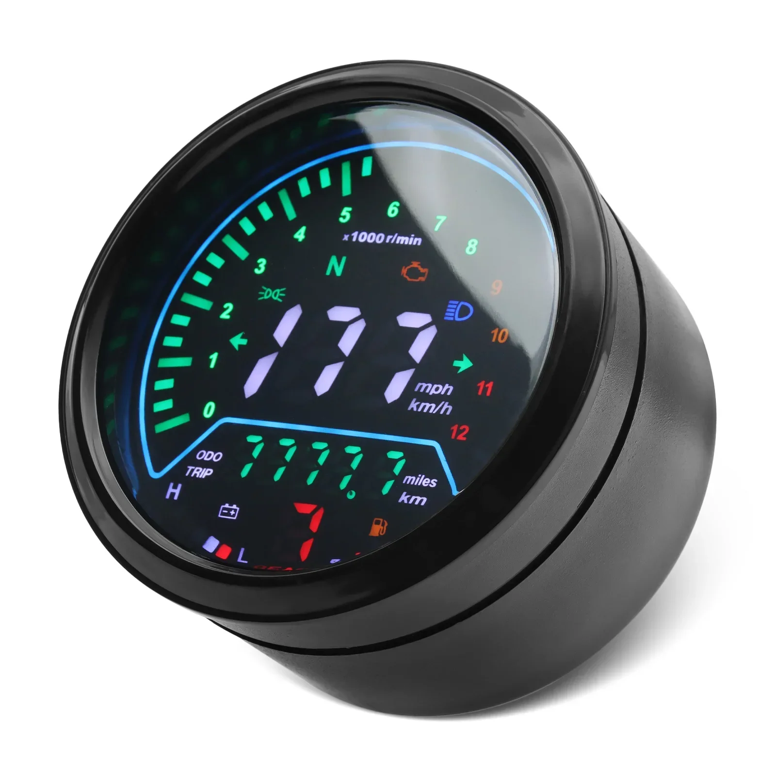 Uniwersalny licznik prędkości LED do motocykli 12000 obr./min, cyfrowy panel wskaźników Moto, panel Cafe Racer, obrotomierz do Kawasaki