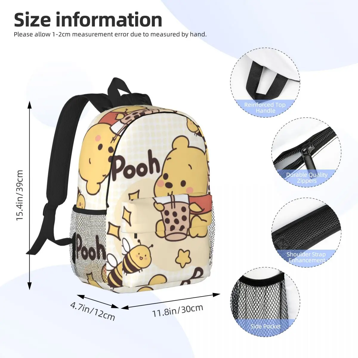 Pooh Beer Nieuwe Mode Hoge Capaciteit Waterdichte College Rugzak Trendy Laptop Reisboekentas 15Inch