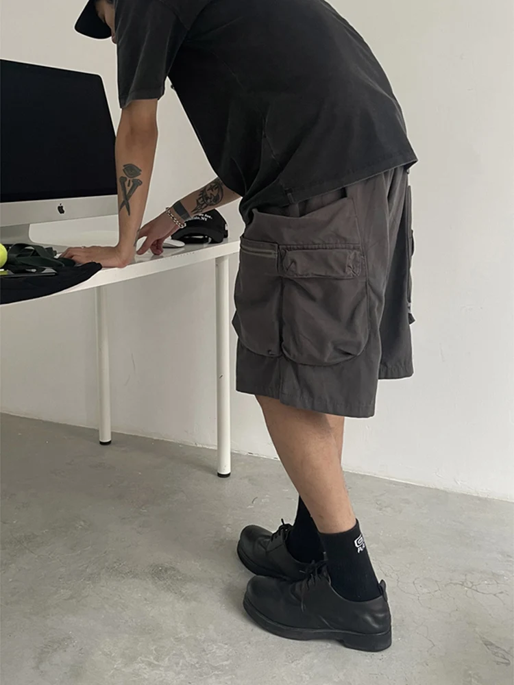 

Ретро-шорты в японском стиле с молнией, рабочие, мужские, летние, свободные, прямые, повседневные, модные, молодежные, для активного отдыха, на каждый день