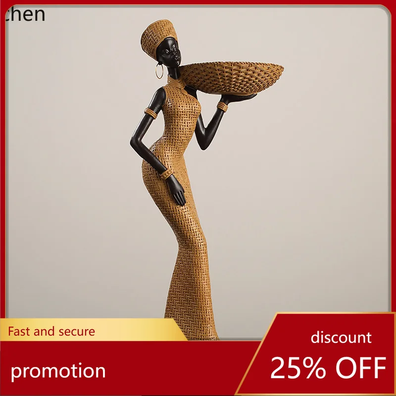 CZ  Woven Pattern African Art Resin Craft Ornament for Women's Living Room Home Decoration, Entryway, and Wine Cabinet