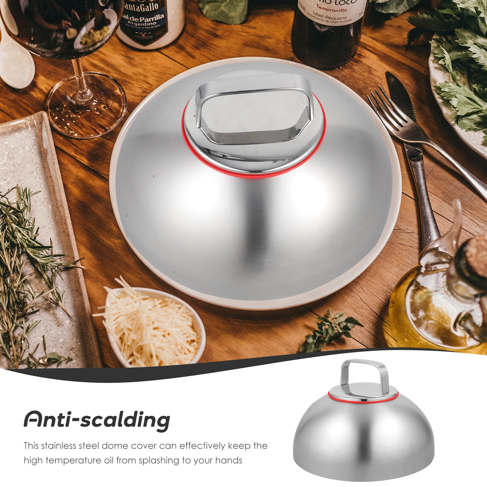 

Stainless Steel Food Dome Cover Oil-Proof Anti-Fouling Rust-Proof Kitchen Bbq Cloche Lid For Home Steak Serving Griddle Portable