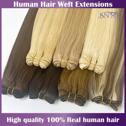 JSNME Straight Weft Extensions European Remy Real Human Hair Weft Bundles Sew In Weft Extensions Brown Blonde 14
