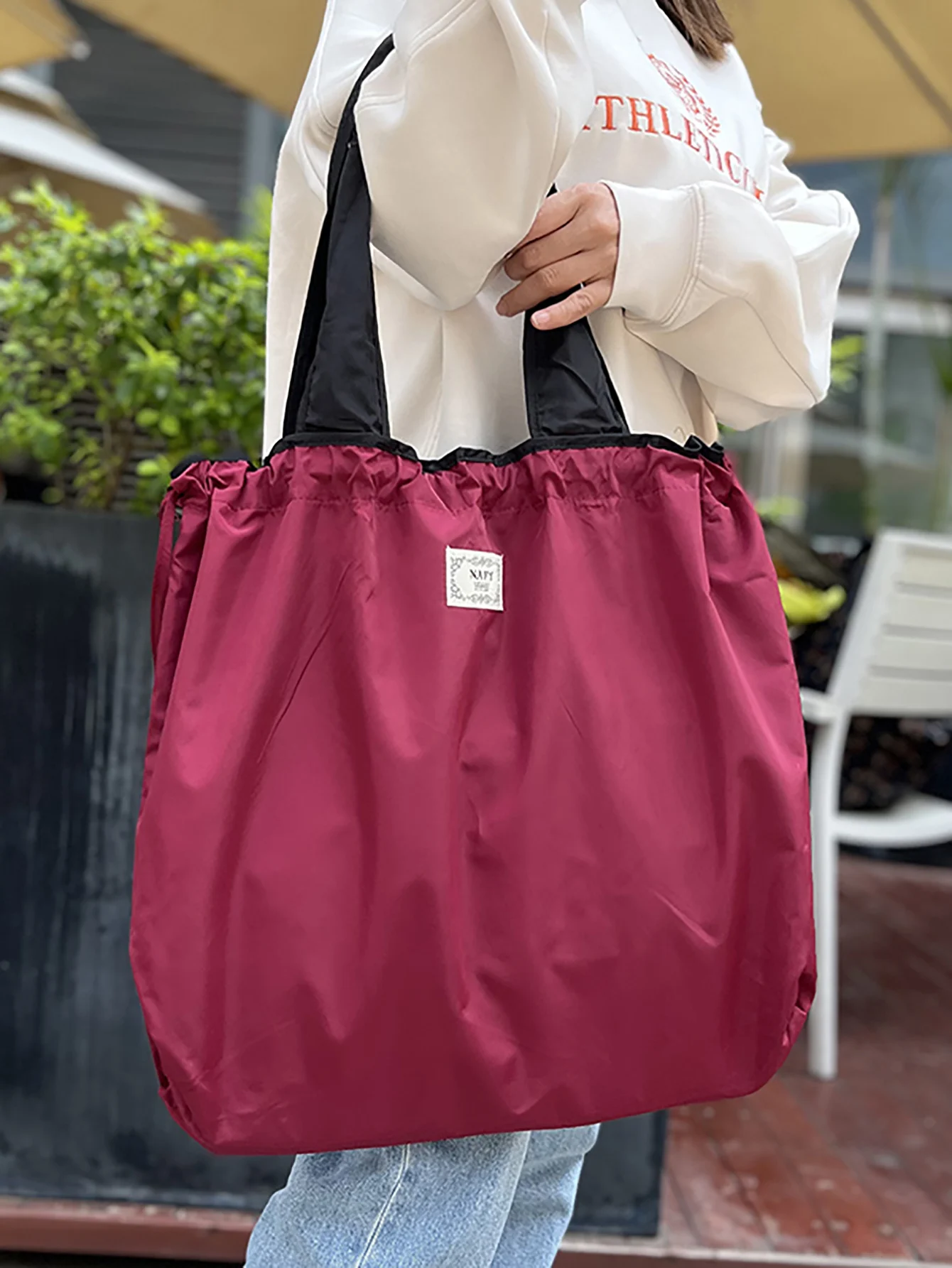 Large Capacity Foldable Supermarket Shopping Bag, Portable Eco-Friendly Tote Bag, Waterproof Stylish Grocery Bag, Travel Storage